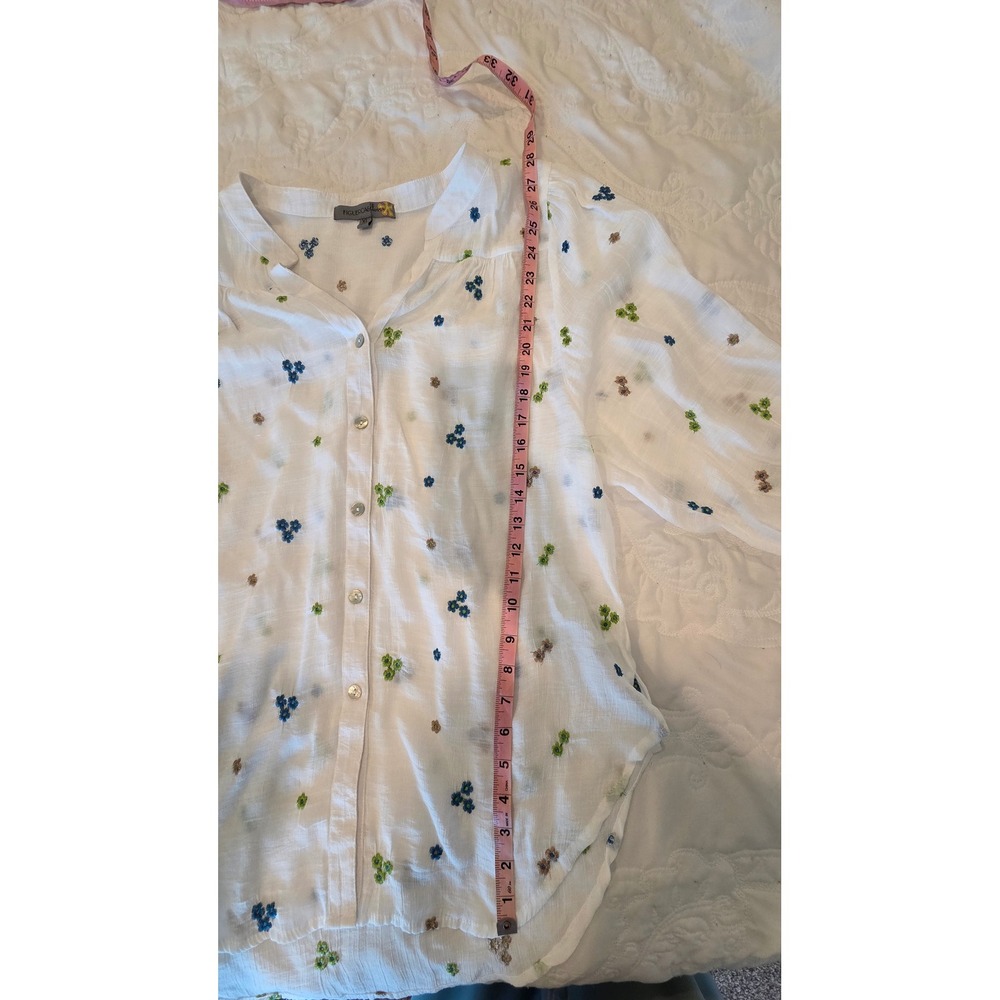 FIGUEROA & FLOWER White Floral Embroidered‎ Button Up Shirt XL - Picture 11 of 11
